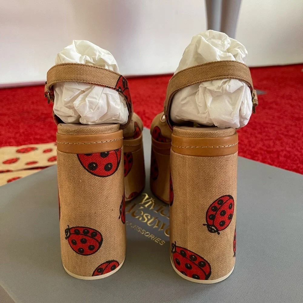 Brand NEW Vivienne Westwood SS17 CORONATION SANDAL LADYBIRD PRINTED CANVAS IT3… - Picture 5 of 16